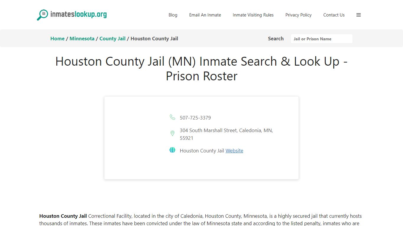 Houston County Jail (MN) Inmate Search & Look Up - Prison Roster